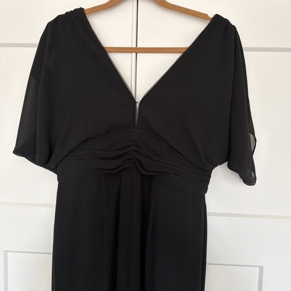Bariano‎ Australia Black Corinne V-Neck Drape Sleeve Full Length Gown Size XL - Picture 6 of 16